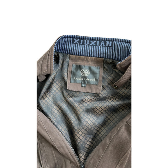 Louis Feraud Men's‎ Brown Jacket Pockets Zip -Up Style Size XL - Picture 10 of 11